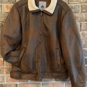 RAINFOREST Brown Bomber Jacket with Shearling Collar